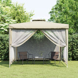 NNEVL Gazebo with Double Roof Cream 3x3x2.68 m Fabric