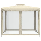 NNEVL Gazebo with Double Roof Cream 3x3x2.68 m Fabric