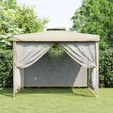 NNEVL Gazebo with Double Roof Cream 3x3x2.68 m Fabric