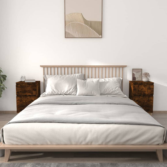 NNEVL Bedside Cabinets 2 pcs Smoked Oak 40x35x70 cm