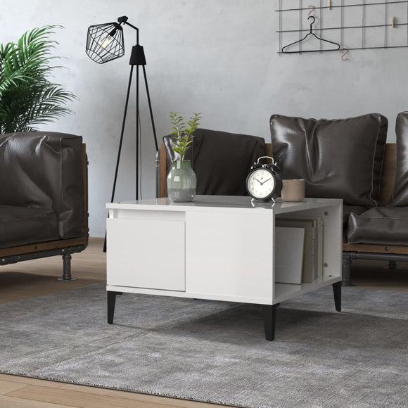 NNEVL Coffee Table High Gloss White 55x55x36.5 cm Engineered Wood
