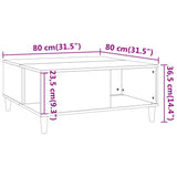 NNEVL Coffee Table High Gloss White 80x80x36.5 cm Engineered Wood