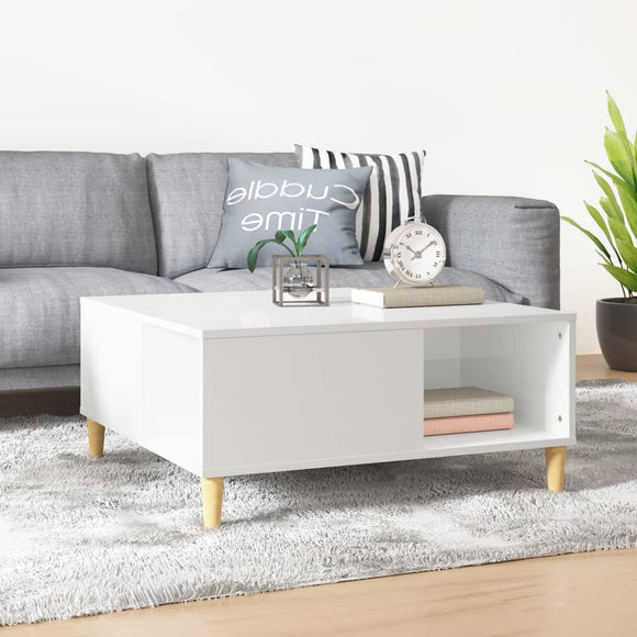 NNEVL Coffee Table High Gloss White 80x80x36.5 cm Engineered Wood