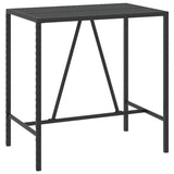 NNEVL Bar Table with Glass Top Black 110x70x110 cm Poly Rattan