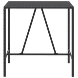 NNEVL Bar Table with Glass Top Black 110x70x110 cm Poly Rattan
