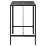 NNEVL Bar Table with Glass Top Black 110x70x110 cm Poly Rattan