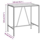NNEVL Bar Table with Glass Top Black 110x70x110 cm Poly Rattan
