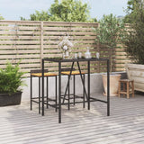 NNEVL Bar Table with Glass Top Black 110x70x110 cm Poly Rattan