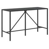 NNEVL Bar Table with Glass Top Black 180x70x110 cm Poly Rattan