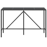 NNEVL Bar Table with Glass Top Black 180x70x110 cm Poly Rattan