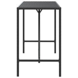 NNEVL Bar Table with Glass Top Black 180x70x110 cm Poly Rattan