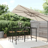 NNEVL Bar Table with Glass Top Black 180x70x110 cm Poly Rattan