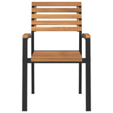 NNEVL Stackable Garden Chairs 4 pcs Solid Wood Acacia and Metal