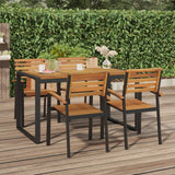NNEVL Stackable Garden Chairs 4 pcs Solid Wood Acacia and Metal