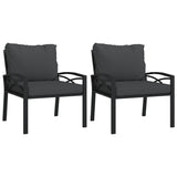 NNEVL Garden Chairs with Grey Cushions 2 pcs 68x76x79 cm Steel