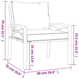 NNEVL Garden Chairs with Grey Cushions 2 pcs 68x76x79 cm Steel