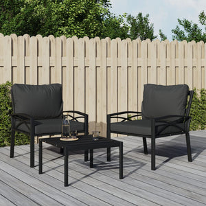 NNEVL Garden Chairs with Grey Cushions 2 pcs 68x76x79 cm Steel