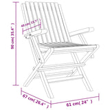 NNEVL Folding Garden Chairs 4 pcs 61x67x90 cm Solid Wood Teak