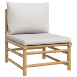 NNEVL 4 Piece Garden Lounge Set with Light Grey Cushions Bamboo