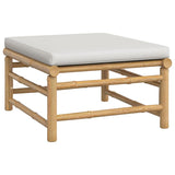 NNEVL 4 Piece Garden Lounge Set with Light Grey Cushions Bamboo