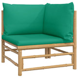 NNEVL 3 Piece Garden Lounge Set with Green Cushions  Bamboo