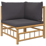 NNEVL Garden Corner Sofas with Dark Grey Cushions 2 pcs Bamboo