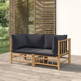 NNEVL Garden Corner Sofas with Dark Grey Cushions 2 pcs Bamboo