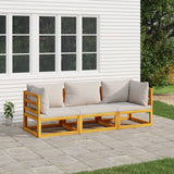 NNEVL 3 Piece Garden Lounge Set with Light Grey Cushions Solid Wood