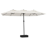 NNEVL Double-Head Garden Parasol with LEDs Sand White 449x245 cm