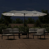 NNEVL Double-Head Garden Parasol with LEDs Sand White 449x245 cm