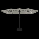 NNEVL Double-Head Garden Parasol with LEDs Sand White 449x245 cm