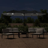 NNEVL Double-Head Garden Parasol with LEDs Black 449x245 cm