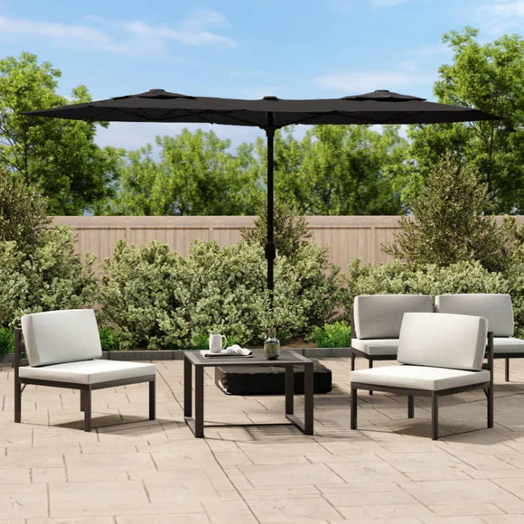 NNEVL Double-Head Garden Parasol Black 316x240 cm