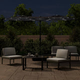 NNEVL Double-Head Garden Parasol with LEDs Black 316x240 cm