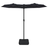 NNEVL Double-Head Garden Parasol with LEDs Black 316x240 cm