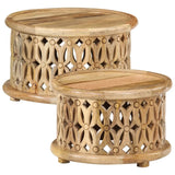 NNEVL 2 Piece Coffee Table Set Solid Wood Mango