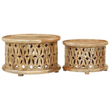 NNEVL 2 Piece Coffee Table Set Solid Wood Mango