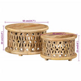 NNEVL 2 Piece Coffee Table Set Solid Wood Mango