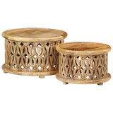 NNEVL 2 Piece Coffee Table Set Solid Wood Mango