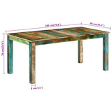 NNEVL Dining Table 180x90x76 cm Solid Wood Reclaimed