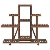 NNEVL Flower Stand with Wheels 110x25x101 cm Solid Wood Fir