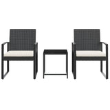 NNEVL 3 piece Garden Dining Set with Cushions Black PP Rattan