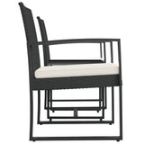 NNEVL 3 piece Garden Dining Set with Cushions Black PP Rattan