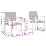 NNEVL 3 piece Garden Dining Set with Cushions Black PP Rattan