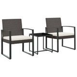 NNEVL 3 piece Garden Dining Set with Cushions Brown PP Rattan