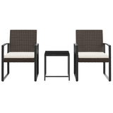 NNEVL 3 piece Garden Dining Set with Cushions Brown PP Rattan