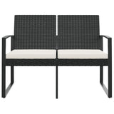 NNEVL 2-Seater Garden Bench with Cushions Black PP Rattan