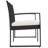 NNEVL 2-Seater Garden Bench with Cushions Black PP Rattan