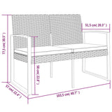 NNEVL 2-Seater Garden Bench with Cushions Black PP Rattan