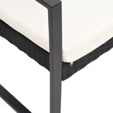 NNEVL 3-Seater Garden Bench with Cushions Black PP Rattan